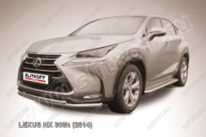 13 699 р. Защита переднего бампера d57+d42 двойная радиусная Slitkoff Lexus NX300h Z10 дорестайлинг (2014-2017) (нержавейка полированная)  с доставкой в г. Вологда
