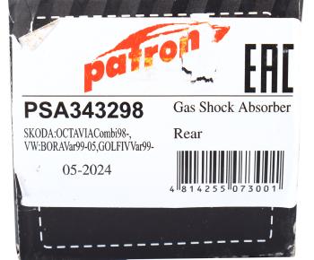 2 399 р. Амортизатор VW Golf (98-04) задний левыйправый PATRON PATRON psa343298  с доставкой в г. Вологда. Увеличить фотографию 4