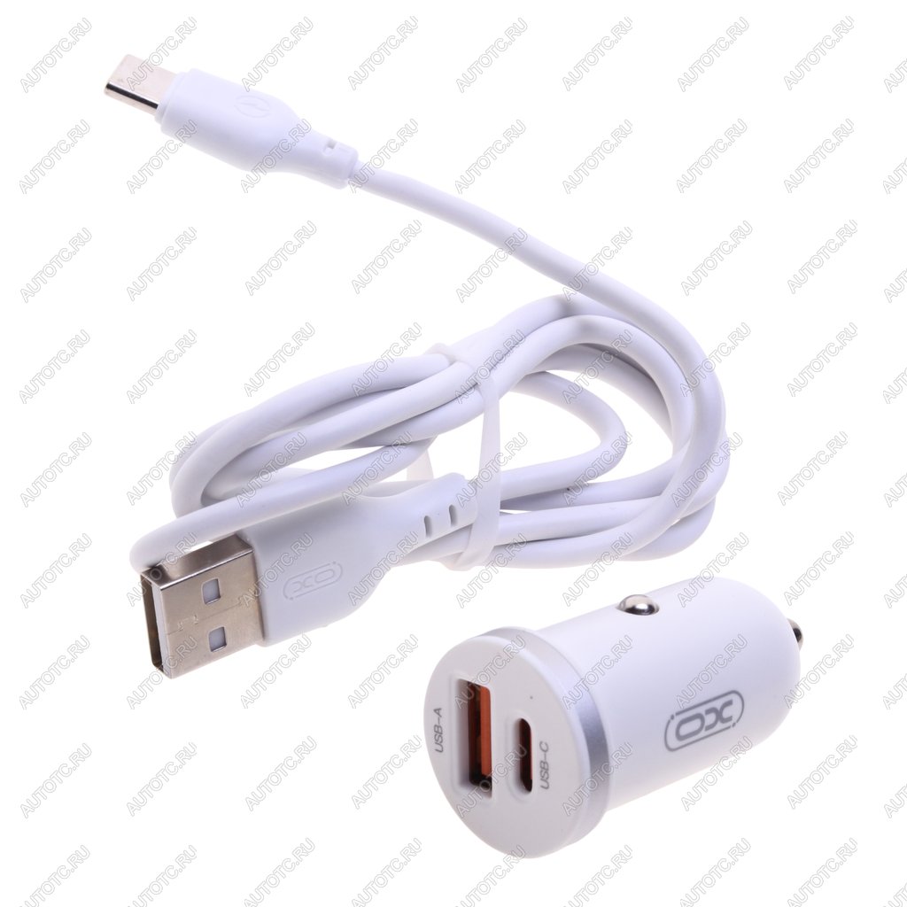 669 р. Устройство зарядное в прикуриватель 1USB + 1 Type C 12V XO XO cc56 white  с доставкой в г. Вологда