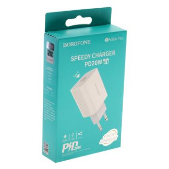 389 р. Устройство зарядное в розетку 1USB Type C BOROFONE BOROFONE ba38a white  с доставкой в г. Вологда. Увеличить фотографию 4