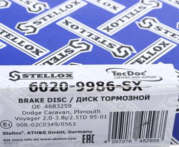 2 299 р. Диск тормозной DODGE Caravan (95-01) передний (1шт.) STELLOX STELLOX 6020-9986-sx  с доставкой в г. Вологда. Увеличить фотографию 7