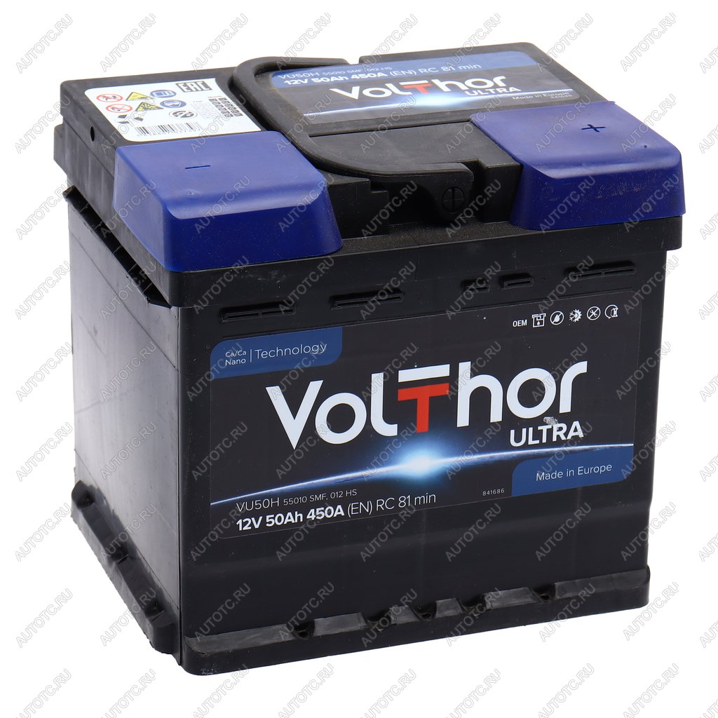 8 599 р. Аккумулятор VOLTHOR Ultra 50Ач обратная полярность VOLTHOR 6ст50(0) 55010  с доставкой в г. Вологда