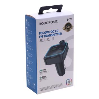 669 р. Устройство зарядное в прикуриватель с трансмиттером (bluetooth,hands free) черное BOROFONE BOROFONE bc53  с доставкой в г. Вологда. Увеличить фотографию 4