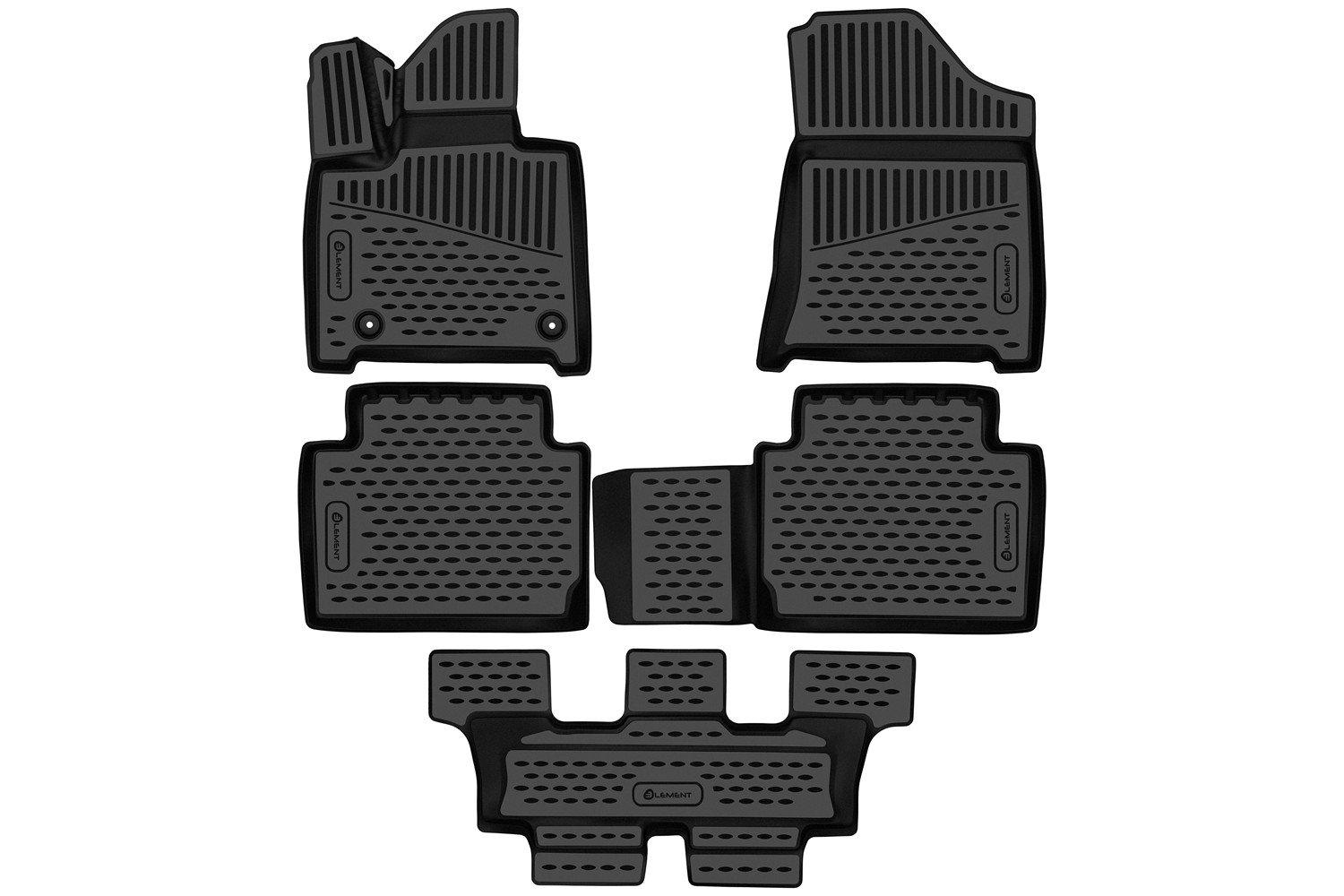 2 999 р. Коврики 3D в салон (7 мест) Element Hyundai Santa Fe 5 MX5 (2022-2025) (черные)  с доставкой в г. Вологда