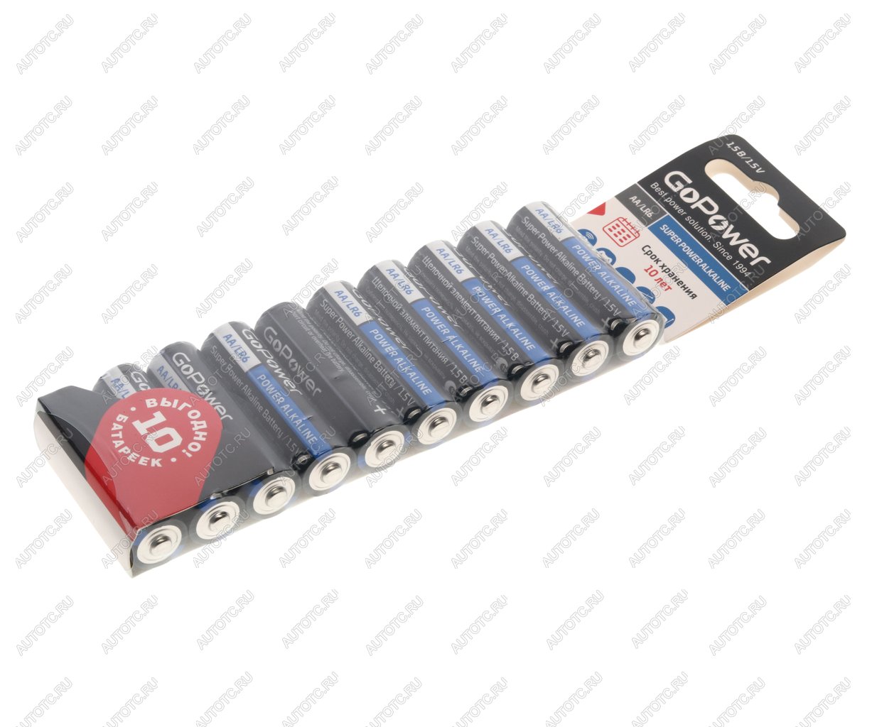 319 р. Батарейка AA LR6 1.5V блистер 10шт. Alkaline GOPOWER GOPOWER 00-00019863  с доставкой в г. Вологда
