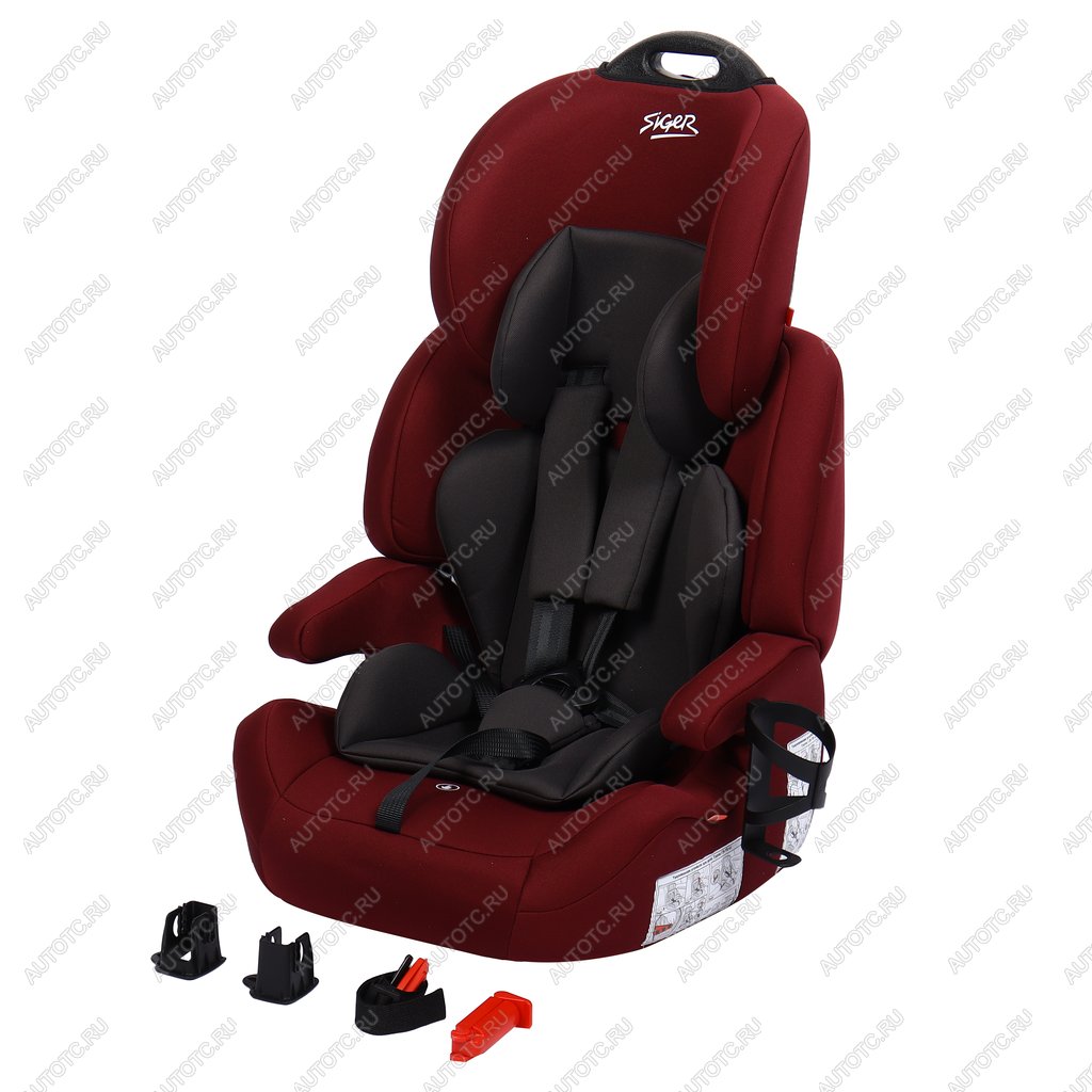 10 649 р. Автокресло детское 9-36кг (I-II-III) 1-12лет вишня люкс Isofix Стар SIGER SIGER kres4028  с доставкой в г. Вологда