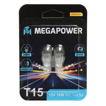 70 р. Лампа 12V W16W W2.1x9.5d блистер (2шт.) Standart MEGAPOWER MEGAPOWER 370-33-072  с доставкой в г. Вологда. Увеличить фотографию 1