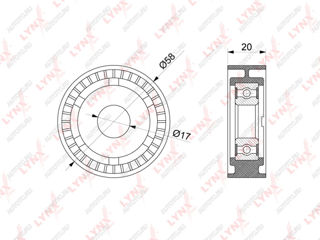 1 799 р. Ролик приводного ремня VW Beetle (12-15) AUDI A1 (11-14) SKODA Fabia натяжителя LYNX LYNX pb5304  с доставкой в г. Вологда