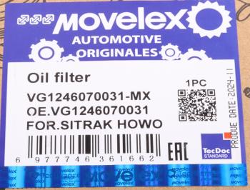 769 р. Фильтр масляный SITRAK HOWO дв.D12 MOVELEX MOVELEX vg1246070031-mx  с доставкой в г. Вологда. Увеличить фотографию 9