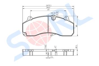 6 499 р. Колодки тормозные SITRAK HOWO передниезадние (4шт.) SORL SORL hm4916  с доставкой в г. Вологда. Увеличить фотографию 2
