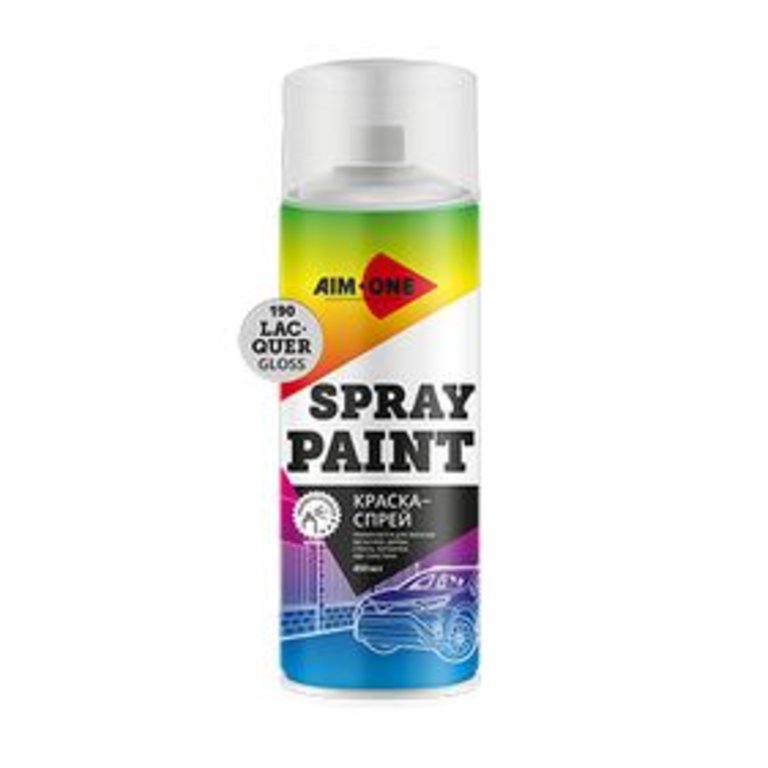 261 р. Лак глянцевый аэрозоль 450мл Spray Paint Lacquer Gloss AIM-ONE AIM-ONE sp-gl190  с доставкой в г. Вологда