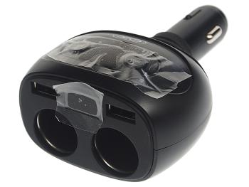 1 079 р. Разветвитель прикуривателя 2-х гнездовой 12V 2USB черный XO XO cc41 black  с доставкой в г. Вологда. Увеличить фотографию 1