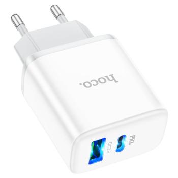 469 р. Устройство зарядное в розетку 1USB + 1 Type C 220V HOCO HOCO c105a white  с доставкой в г. Вологда. Увеличить фотографию 3