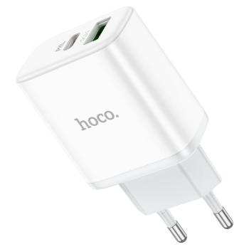 469 р. Устройство зарядное в розетку 1USB + 1 Type C 220V HOCO HOCO c105a white  с доставкой в г. Вологда. Увеличить фотографию 2