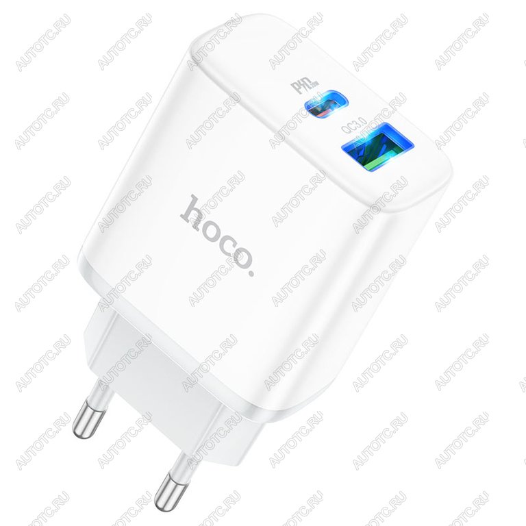 469 р. Устройство зарядное в розетку 1USB + 1 Type C 220V HOCO HOCO c105a white  с доставкой в г. Вологда