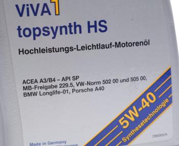 1 589 р. Масло моторное VIVA 1 TOPSYNTH HS 5W40 синт.1л SRS SRS 4033885002360  с доставкой в г. Вологда. Увеличить фотографию 2