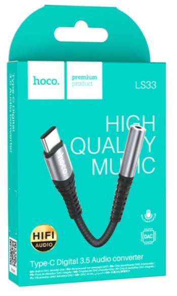 319 р. Переходник USB Type C на jack 3.5 черный HOCO HOCO ls33 черный  с доставкой в г. Вологда. Увеличить фотографию 6