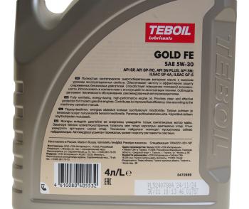 2 399 р. Масло моторное GOLD FE 5W30 синт.4л TEBOIL TEBOIL 3470594  с доставкой в г. Вологда. Увеличить фотографию 3