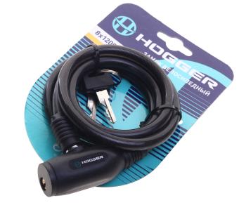 389 р. Замок велосипедный 1200х8 трос черный HOGGER HOGGER hg102.103  с доставкой в г. Вологда. Увеличить фотографию 1