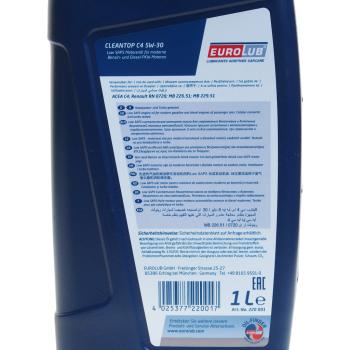 1 429 р. Масло моторное CLEANTEC C4 5W30 синт.1л EUROLUB EUROLUB 220001  с доставкой в г. Вологда. Увеличить фотографию 3