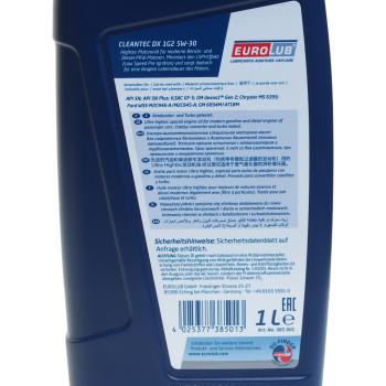 1 399 р. Масло моторное CLEANTEC DXS SPGF-6A 5W30 синт.1л EUROLUB EUROLUB 385001  с доставкой в г. Вологда. Увеличить фотографию 3