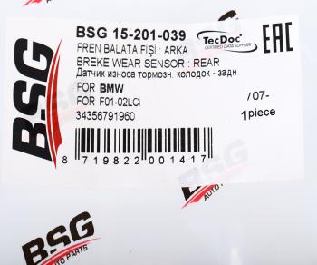 369 р. Датчик износа тормозных колодок BMW 7 (F01,F02) задний BSG BSG bsg15201039  с доставкой в г. Вологда. Увеличить фотографию 4