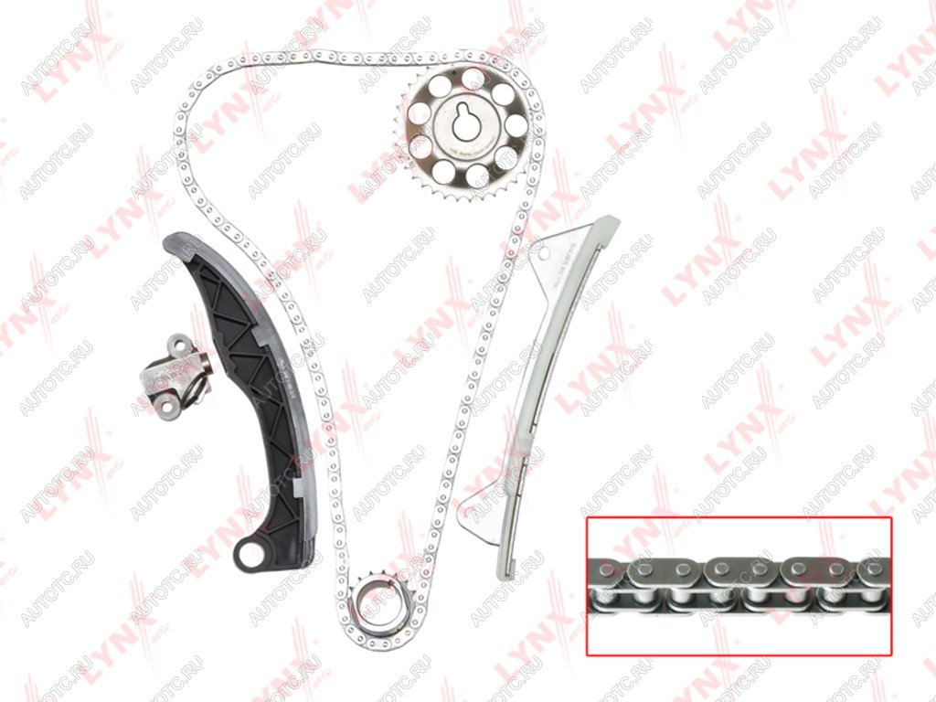 8 549 р. Комплект цепи ГРМ TOYOTA Yaris (05-) (1.0) (1 цепь+башмак натяж+успокоит+натяж+2 звезды) LYNX LYNX tk0034  с доставкой в г. Вологда