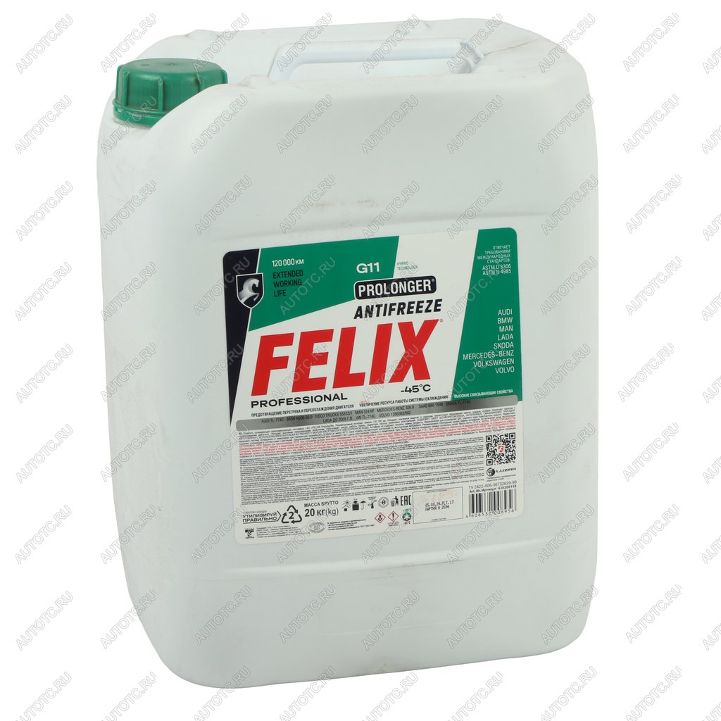 4 199 р. Антифриз зеленый -40C 20кг G11 Prolonger HOAT FELIX  с доставкой в г. Вологда