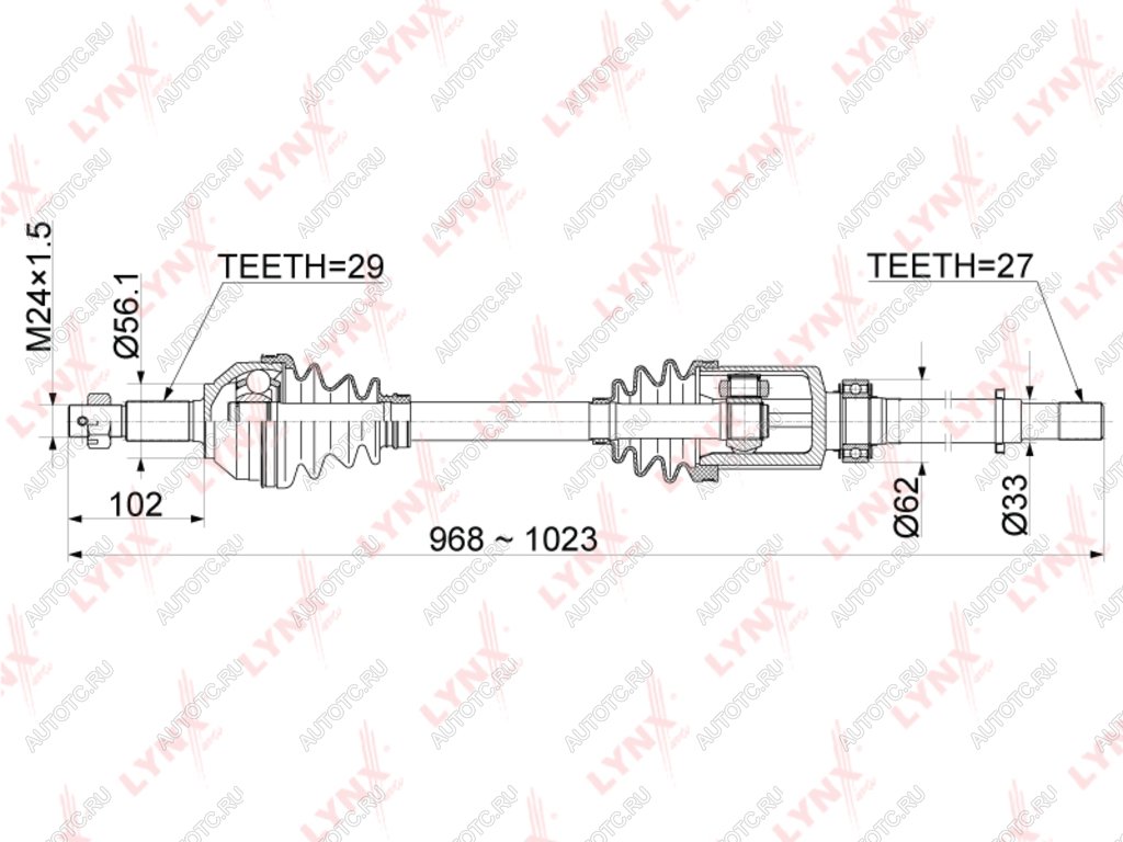 10 249 р. Вал привода NISSAN X-Trail передний правый LYNX  с доставкой в г. Вологда