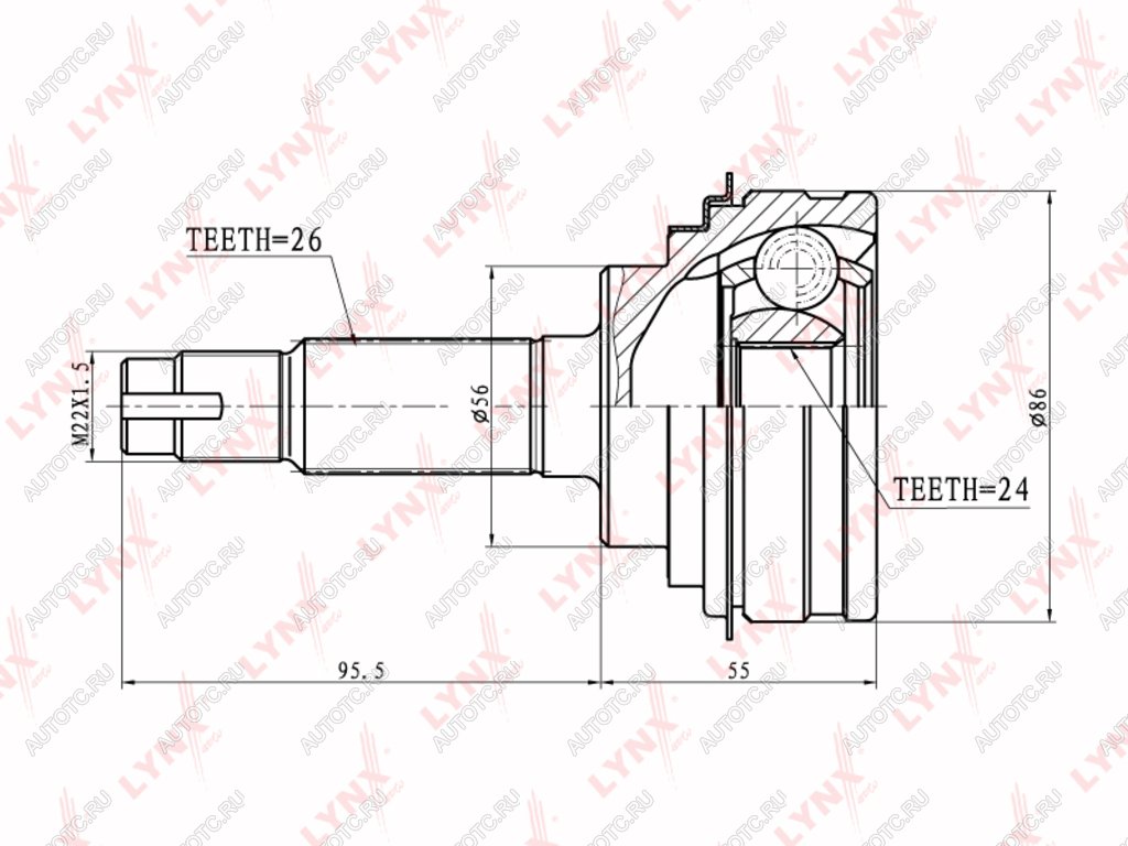 2 299 р. ШРУС наружный TOYOTA Vista (98-03) комплект LYNX  с доставкой в г. Вологда
