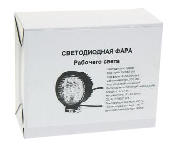 1 039 р. Фара рабочего света круглая 115х115x55мм 27Вт (9 светодиодов) SAMRAI  с доставкой в г. Вологда. Увеличить фотографию 4