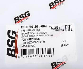 61 р. Датчик износа тормозных колодок MERCEDES C (W202),E (W210),G (W461) передний (1шт.) BSG  с доставкой в г. Вологда. Увеличить фотографию 4