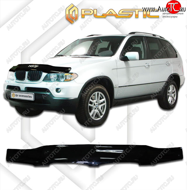 2 079 р. Дефлектор капота CA-Plastic  BMW X5  E53 (2003-2006) рестайлинг (classic черный, без надписи)  с доставкой в г. Вологда