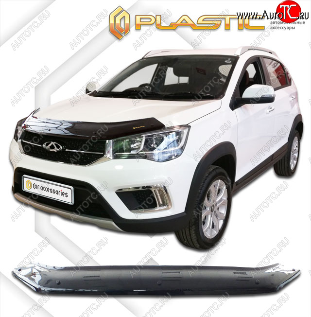 1 899 р. Дефлектор капота CA-Plastic Chery Tiggo 2 (2017-2025) (classic черный, без надписи)  с доставкой в г. Вологда