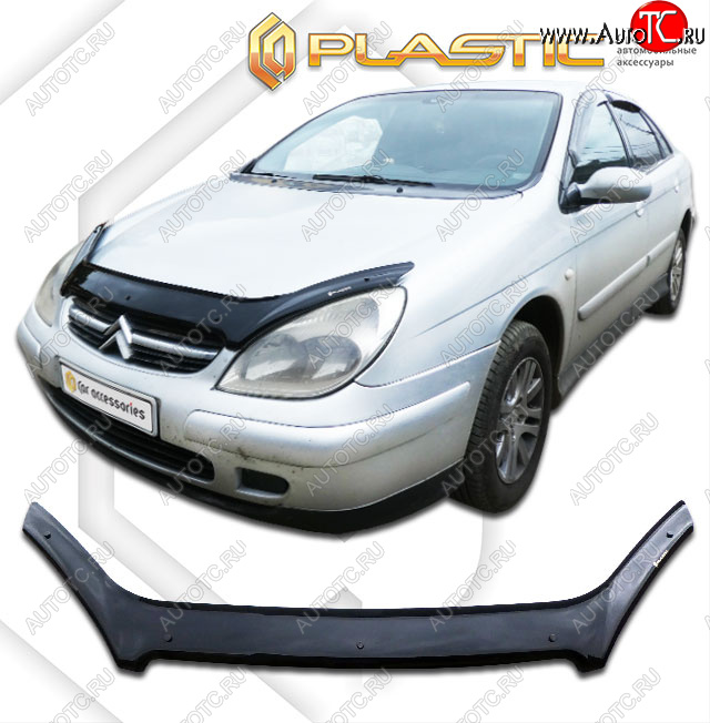 2 159 р. Дефлектор капота CA-Plastic CITROEN C5 X40,DC лифтбэк дорестайлинг (2000-2004) (classic черный, без надписи)  с доставкой в г. Вологда