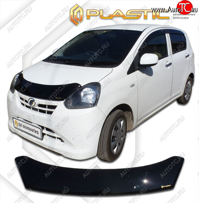 1 999 р. Дефлектор капота CA-Plastic Daihatsu Mira e:S LA300S,LA310S рестайлинг (2013-2017) (classic черный, без надписи)  с доставкой в г. Вологда