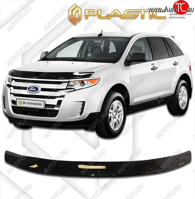 1 999 р. Дефлектор капота CA-Plastic  Ford Edge  U387 (2011-2015) рестайлинг (classic черный, без надписи)  с доставкой в г. Вологда