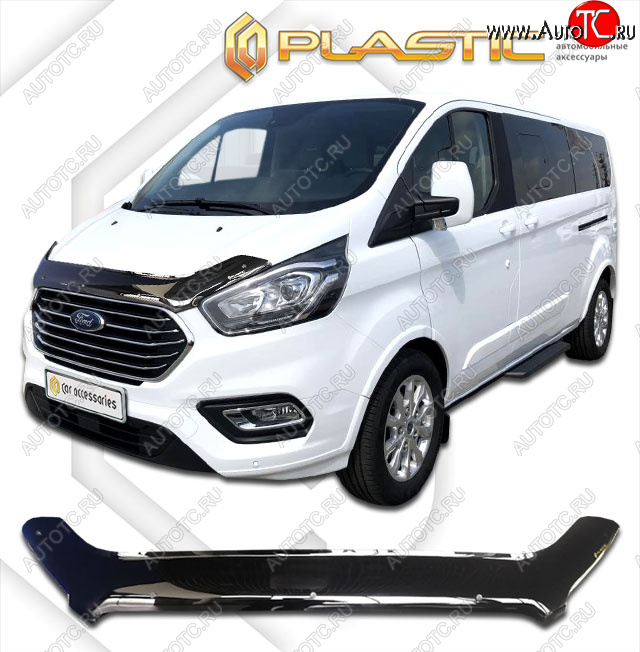 2 079 р. Дефлектор капота CA-Plastic  Ford Tourneo Custom (2017-2021) рестайлинг (classic черный, без надписи)  с доставкой в г. Вологда