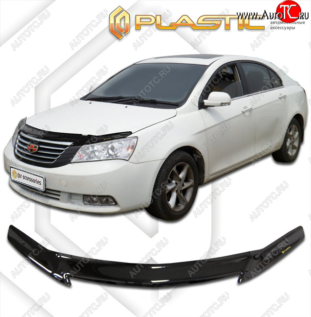 2 079 р. Дефлектор капота CA-Plastic  Geely Emgrand EC7 (2009-2018) седан дорестайлинг, седан 1-ый рестайлинг (classic черный, без надписи)  с доставкой в г. Вологда