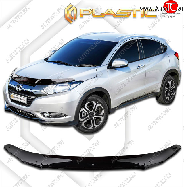 1 999 р. Дефлектор капота CA-Plastic  Honda HR-V  RU (2014-2018) дорестайлинг (classic черный, без надписи)  с доставкой в г. Вологда
