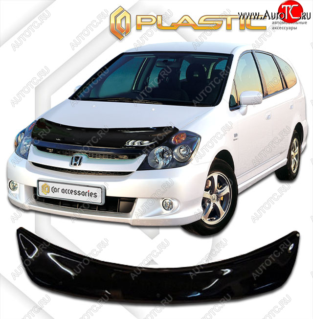 2 159 р. Дефлектор капота CA-Plastic  Honda Stream  1 RN2,RN4, RN1, RN3, RN5 (2003-2006) рестайлинг (classic черный, без надписи)  с доставкой в г. Вологда