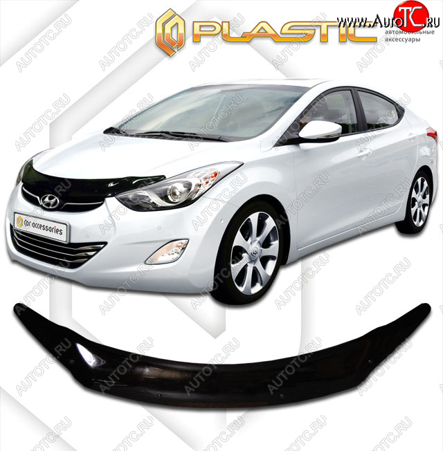 1 999 р. Дефлектор капота CA-Plastic  Hyundai Elantra  MD (2013-2016) рестайлинг (classic черный, без надписи)  с доставкой в г. Вологда