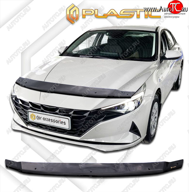 1 899 р. Дефлектор капота CA-Plastic  Hyundai Elantra  CN7 (2020-2023) (classic черный, без надписи)  с доставкой в г. Вологда