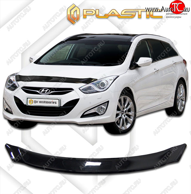 1 899 р. Дефлектор капота CA-Plastic  Hyundai I30  2 GD (2011-2017) дорестайлинг универсал, рестайлинг универсал (classic черный, без надписи)  с доставкой в г. Вологда
