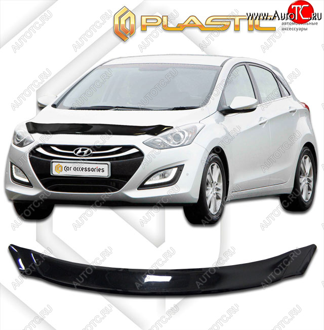 2 699 р. Дефлектор капота CA-Plastic  Hyundai I30  2 GD (2011-2017) дорестайлинг, хэтчбэк 5 дв., рестайлинг, хэтчбэк 5 дв. (classic черный, без надписи)  с доставкой в г. Вологда