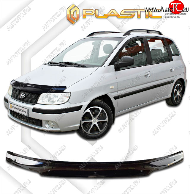 1 899 р. Дефлектор капота CA-Plastic  Hyundai Matrix  1 FC (2005-2008) 1-ый рестайлинг (classic черный, без надписи)  с доставкой в г. Вологда