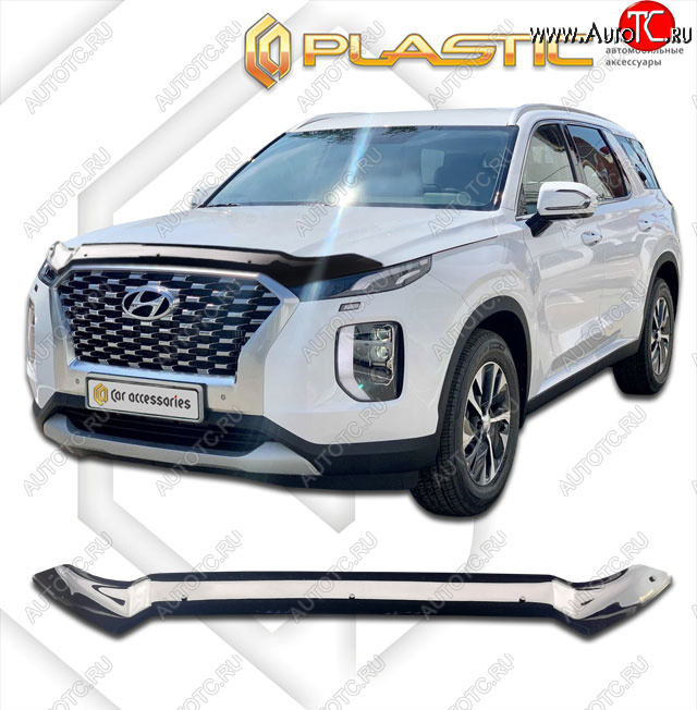 1 999 р. Дефлектор капота CA-Plastic  Hyundai Palisade  LX2 (2018-2022) (classic черный, без надписи)  с доставкой в г. Вологда