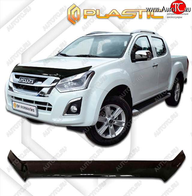 2 159 р. Дефлектор капота CA-Plastic  Isuzu D-Max  RT85,TFR ExtendedCab (2015-2021) рестайлинг (classic черный, без надписи)  с доставкой в г. Вологда