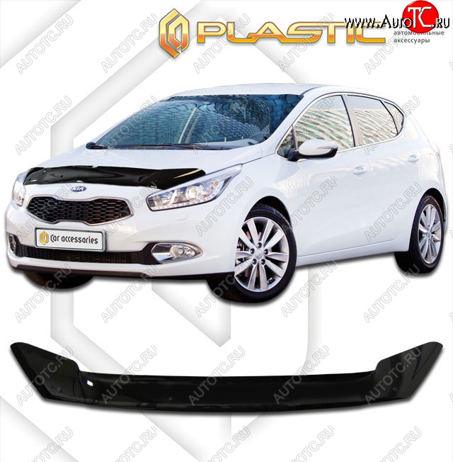 1 999 р. Дефлектор капота CA-Plastic  KIA Ceed  2 JD (2015-2018) рестайлинг, хэтчбэк (classic черный, без надписи)  с доставкой в г. Вологда