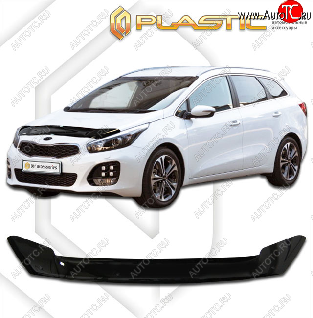 1 999 р. Дефлектор капота CA-Plastic KIA Ceed 2 JD дорестайлинг универсал (2012-2016) (classic черный, без надписи)  с доставкой в г. Вологда